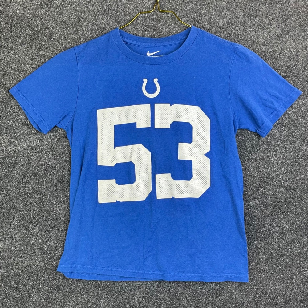 Nike Indianapolis Colts Leonard 53 Graphic T-Shirt Kids Medium Blue